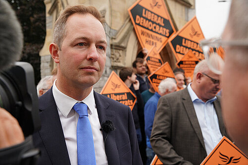 Richard Foord talking to a journalist