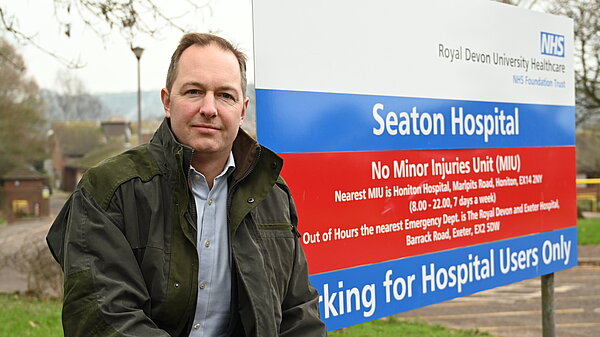 Richard Foord outside Seaton Community Hospital