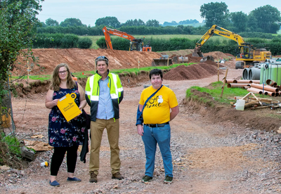 Cllr Siobhan Knight on a site visit along Blundells Road, Tiverton, with Cllrs David Sutton (Lowman) and Ben Holdman (Castle)