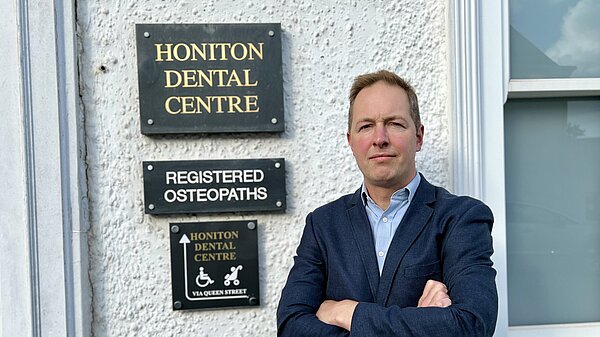 Richard Foord stood outside Honiton Dental Centre