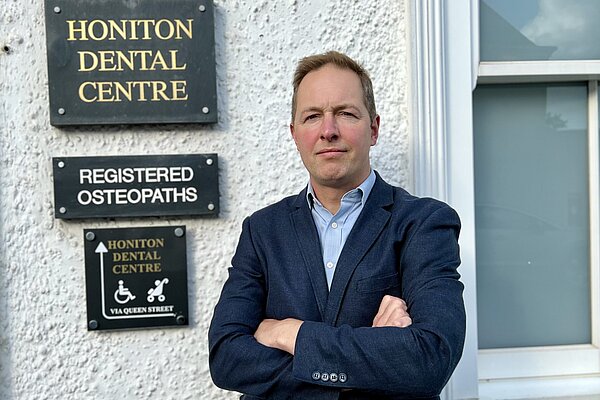 Richard Foord outside Honiton Dental Centre