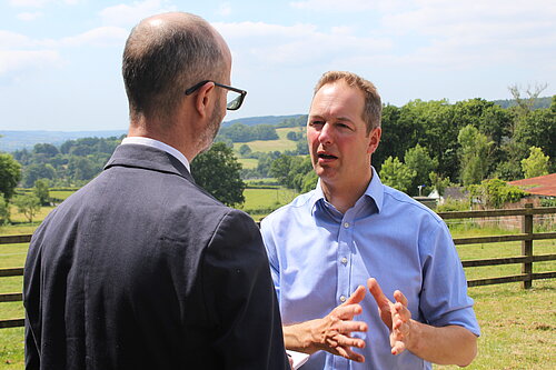 Richard Foord speaking to a journalist